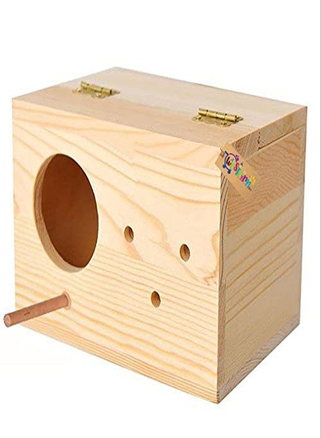 Western Era Natural Wood Bird Nest, Breeding Box with Perch for Budgerigar, Budgeri, Lovebird, Finch & Canary Bird (1 Piece) - Image 1